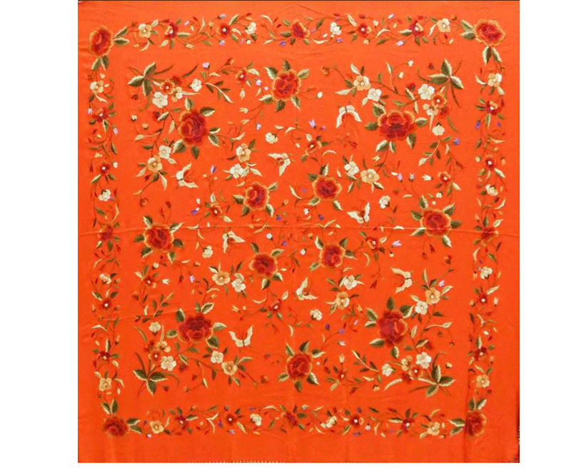 Handmade Manila Embroidered Shawl. Natural Silk. Ref.1011197CALCOL